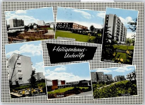 Heiligenhaus Kindergarten, Einkaufszentrum, Punkthäuser, Schule, Talseite, Hochhaus