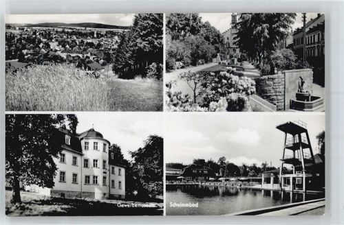 08258 O9659 Markneukirchen - Thälmann-Platz, Gewerbemuseum, Schwimmbad