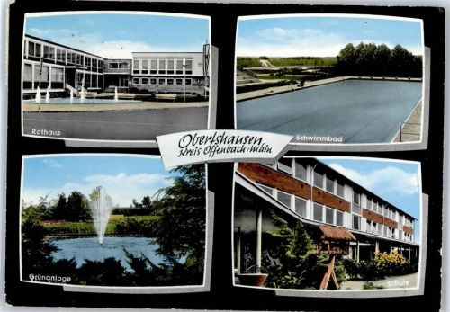 63179 W6053 Obertshausen - Schwimmbad , Rathaus ,Schule