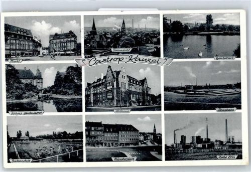 Castrop Markt, Gondelteich, Rennbahn, Badeanstalt, Schloß Bladenhorst, Ortsansicht, Rathaus, Münsterplatz