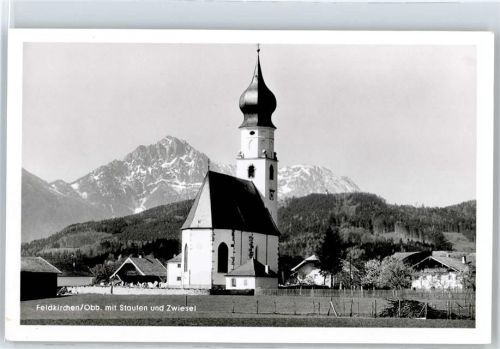 82544 W8195 Feldkirchen , Oberbay - Kirche, Ortsansicht mit Staufen und Zwiesel