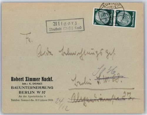 Neustadt Landpoststempel Altgarz
