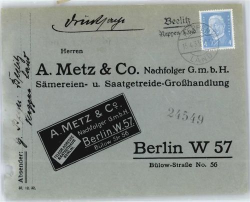 Reppen Landpoststempel Beelitz