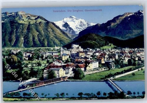 Interlaken , Eisenbahn Motiv Künstlerkarte