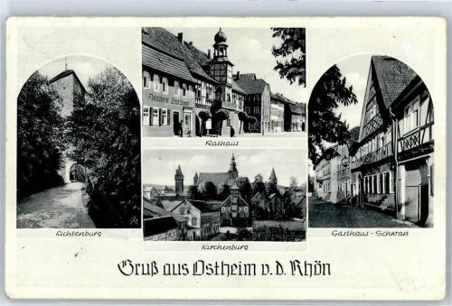 Ostheim Rathaus, Lichtenburg, Gasthaus Schwan, Kirchenburg, Notopfer