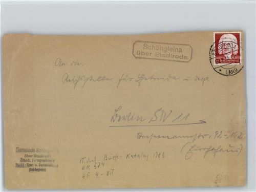 Stadtroda Landpoststempel Schöngleina