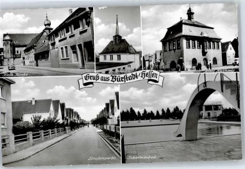 Bürstadt Kirche altes Rathaus Schwimmbad