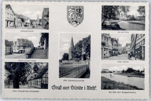 Bünde Bahnhofstraße Wappen An der Else Esch-Straße Bismarckbrücke Laurentiuskirche Alter Winkel am Kirchplatz