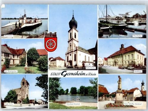 Gernsheim Rheinfähre Rosengarten Kirche Stadthaus