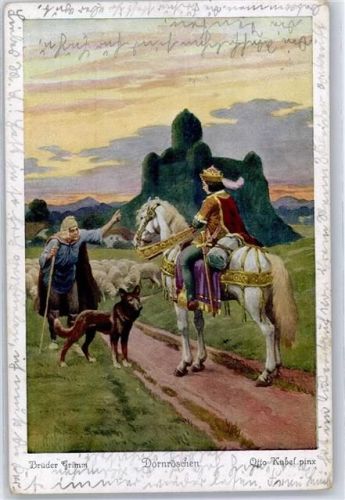 Brüder Grimm, Pferd,Schäferhund sign. Kubel