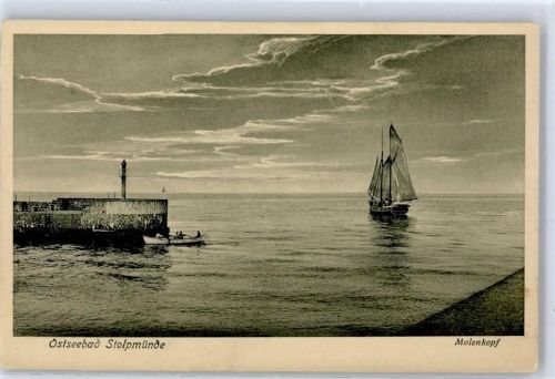 Stolpmünde Mole Leuchtturm Schiff
