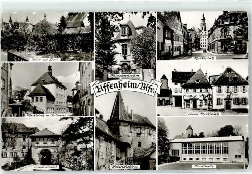 97215 W8704 Uffenheim - Marktplatz Rathaus Heinrichsturm
