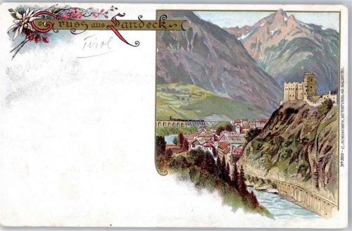 6500 Landeck Künstlerkarte Burg Brücke