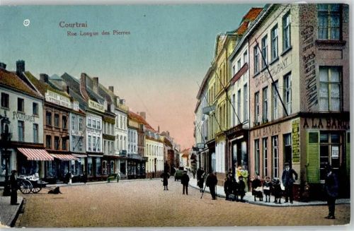Courtrai 1915 Rue Longue des Pierres Cafe Gasthaus Feldpost WK I 4. Bayr.Inf.Div.