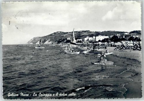 61011 Gabicce Mare 1957 - Schwimmbad Strand Segelboot