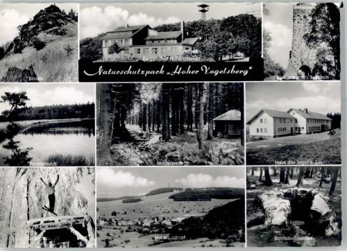 Schotten Naturschutzpark Hoher Vogelsberg Gasthaus Hoherodskopf Bismarckturm Taufstein Bilstein Forellenteich Niddaquelle Jugendherberge Haus der Jugend Sprungschanze Bonifatiusbrunnen