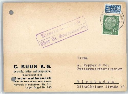 Niederwallmenach Landpoststempel Notopfer