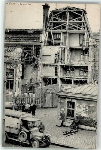Raismes 1917 Bahnhof zerstört LKW WK I