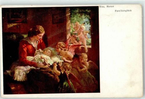 Meran Familienglück Engel Baby Mutter sign. Riss