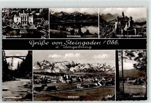 86989 W8924 Steingaden , Oberbay - Schloß Linderhof Neuschwanstein Bannwaldsee Ammerhochbrücke Wieskirche