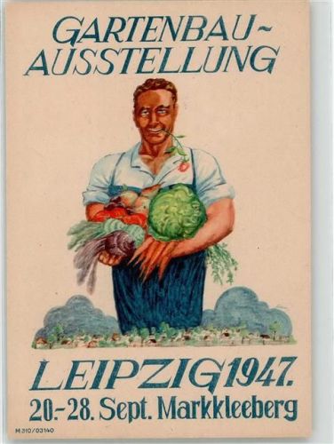 Markkleeberg Gartenbauausstellung Gärtner Gemüse 20.-28.09.1947 Sonderstempel Leipzig