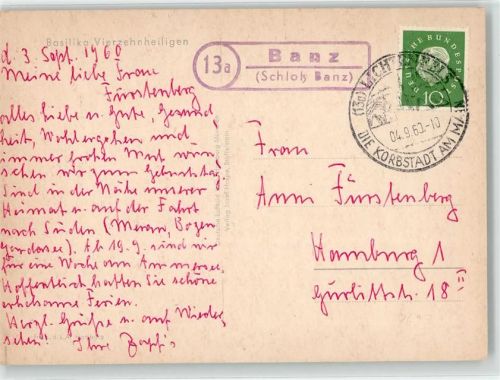Banz Schloss - Landpoststempel