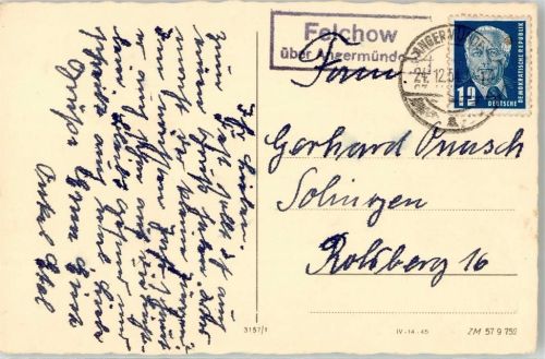 Felchow Landpoststempel Weihnachtsgruß