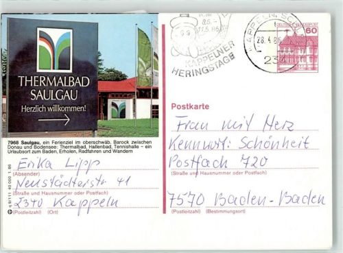 Saulgau Sonderstempel Kappelner Heringstage 1986