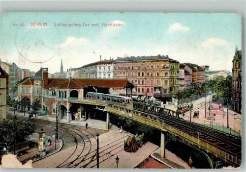 Friedrichshain Eisenbahn Hochbahn Schlesisches Tor Bahnhof Straßenbahn Litfaßsäule