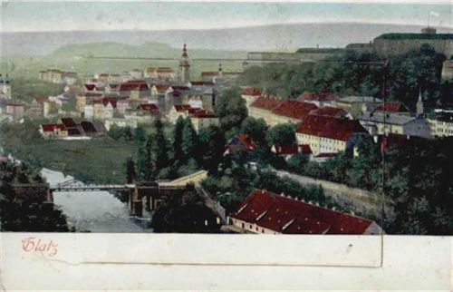 Glatz Glatz (8261) Leporello WK II, Gesamtansicht II- (Karte teilt sich, Einriss bei Leporello-Abdeckung, Verschluss fehlt, Ecken abgestossen)