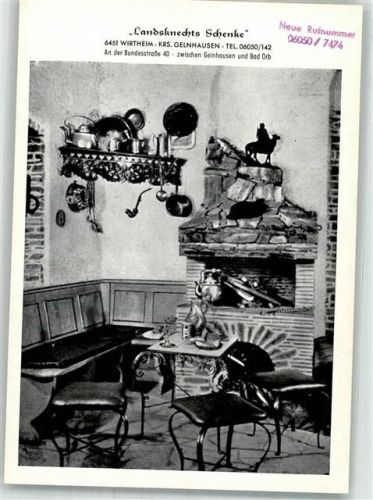 63599 W6465 Wirtheim FOTO KEINE AK Gasthaus Landsknechts Schenke Gaststube