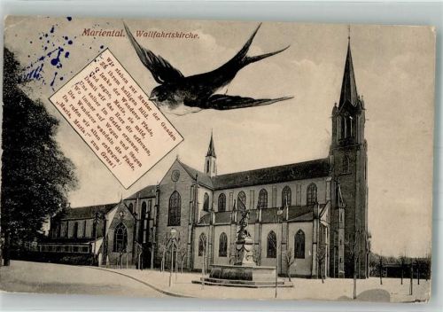 Haguenau Wallfahrts- Kirche Mariental Schwalbe mit Brief Feldpost Zensur
