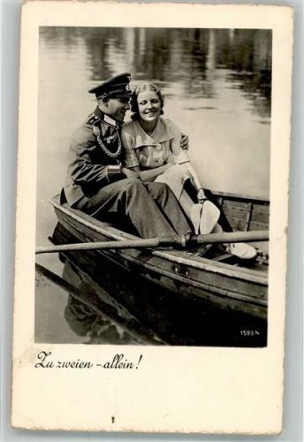1940 Landser in Uniform mit seiner Liebsten in einem Ruderboot PH 1599/4 Feldpost Vöcklabruck