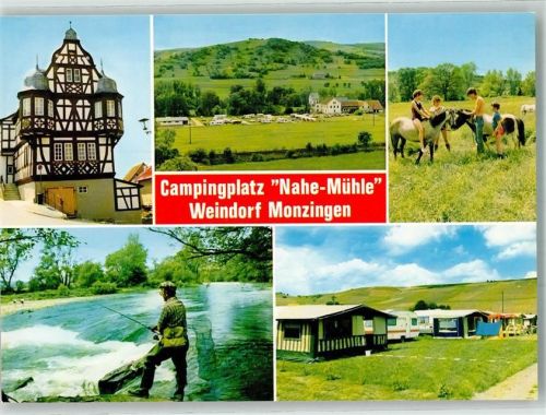 Monzingen Campingplatz Nahemühle Angeln Fachwerkhaus Müller Werbekarte