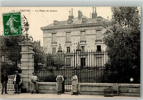 Troyes 1909 Justizgebäude Briefmarke Bildseite