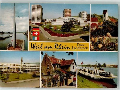 Weil am Rhein Dreiländereck Rathaus Ev. Kirche Fähre Altes Staffelhaus Gemeinschaftsschule