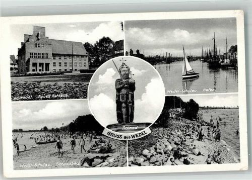 Wedel Neues Rathaus Schulau Hafen und Strandbad Rolandskulptur Elbufer
