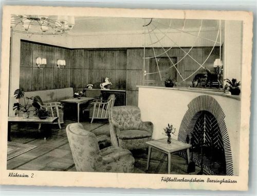 30890 W3013 Barsinghausen 1954 Foto AK Gasthaus Fußball- Verbandsheim Notopfermarke Berlin