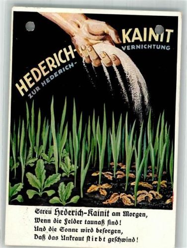 Hederich Kainit z. Hederich Vernichtung gelocht Düngerwerbung Gebrauchsspuren