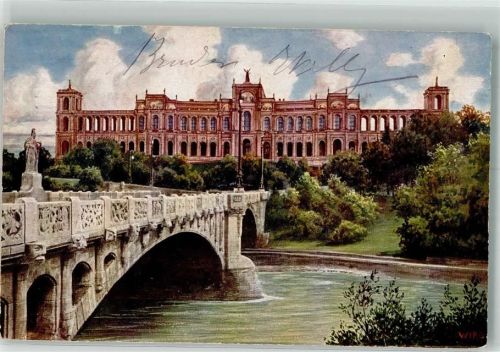 München 1916 No. 2166D Das Maximilianeum Verlag Franz Josef Huber Maschinenstempel Feldpost WK I