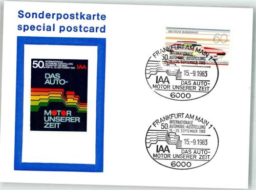 Frankfurt Sonderkarten 50. IAA Das Auto Motor unserer Zeit 15.-25.9.1983
