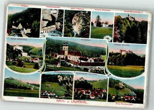 Zwiefalten 1916 Aach- und Lautertal Schloss Burg Friedrich- Höhle wimsen