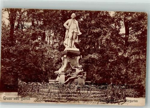 Tiergarten 1907 Lessingdenkmal Flaggenstempel