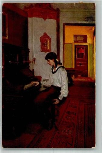 1918 sign. Weise, Karl Lied ohne Worte Junge Frau am Klavier Nr. 4588
