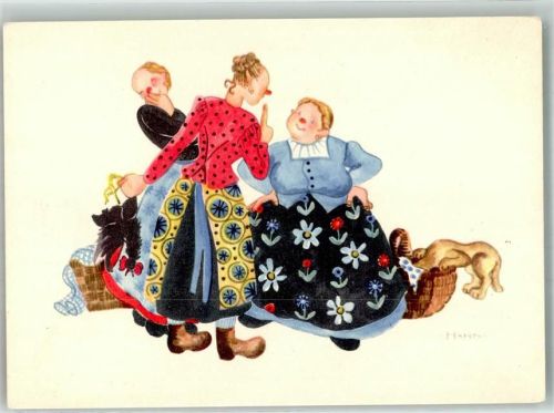 Humor Klatschfrauen Hund Hahn Kunstverlag Nr. 8