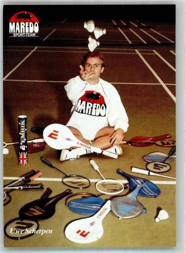 Uwe Scherpen 11 facher Deutscher Meister im Badminton Maredo Sport Werbe AK