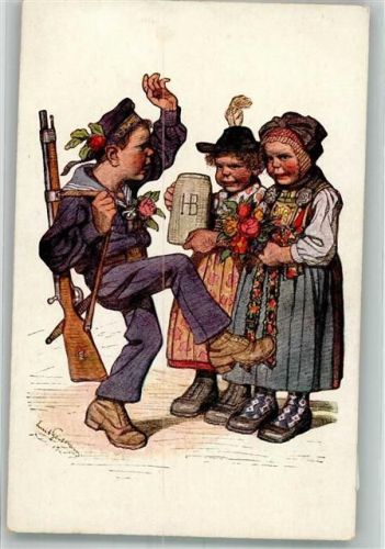 Uniform Kinder Bayerische Trachten Künstlerkarte Nr. 22 Verlagsandtalt Siegfriedbäcker Beithan, E. Künstlerkarte