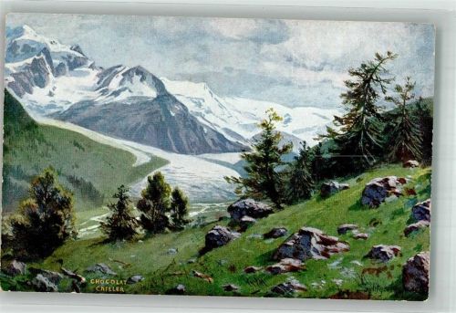Werbung F.L. Cailler's Milch-Schokolade Bergwiese vor Gletscher