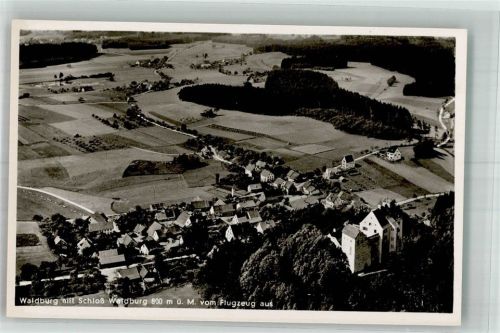 Waldburg 1936 Fliegeraufnahme des Ortes mit Schloss Waldburg
