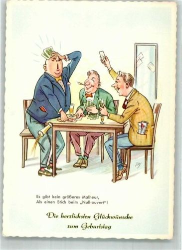 Geburtstag Drei Männer beim Kartenspiel